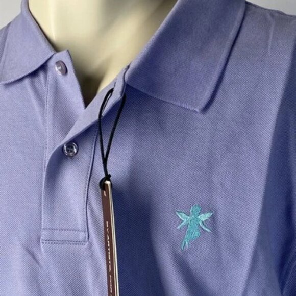 NEW NUDE PROJECT Mens Polo Purple/Blue Size L Angelo Button Short Sleeve - Picture 9 of 10